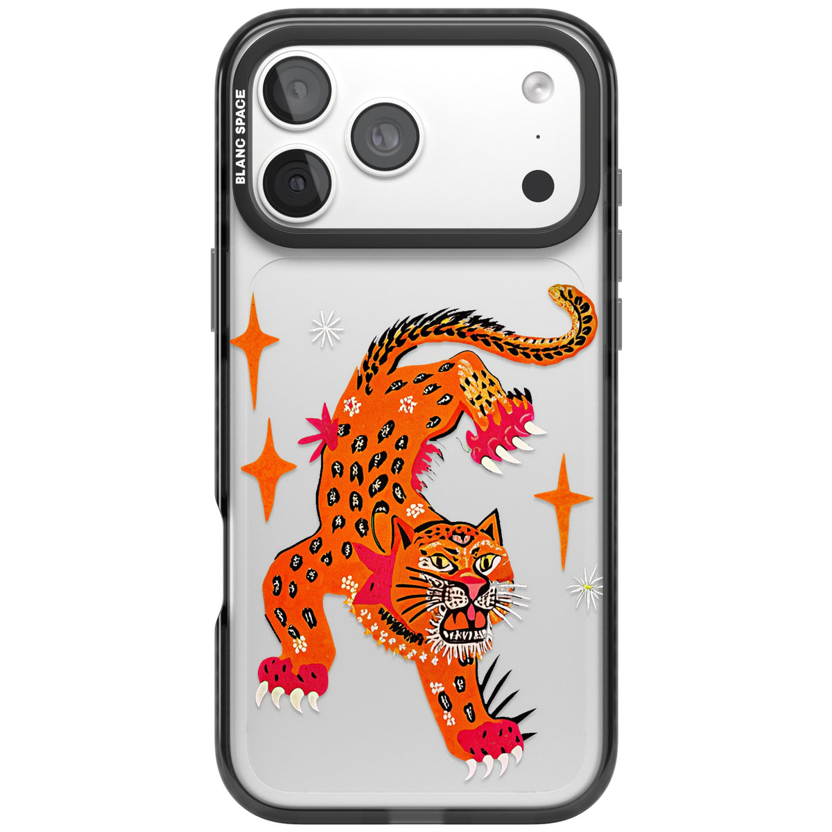 Fierce Jaguar Clear iPhone 18 Pro Max Impact Black Phone Case front