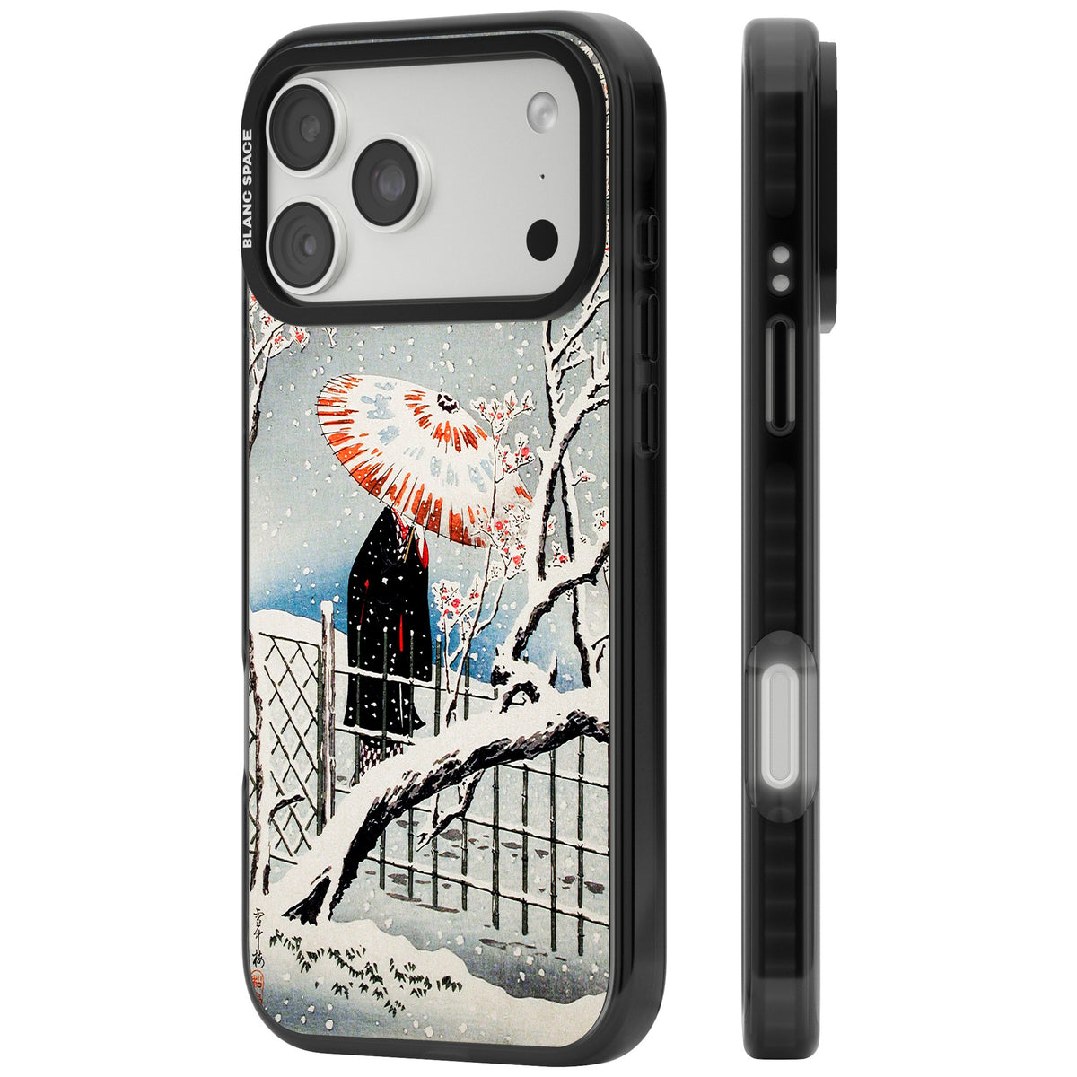 Plum Tree In Snow By Hiroaki Takahashi iPhone 18 Pro Max Impact Black Phone Case side