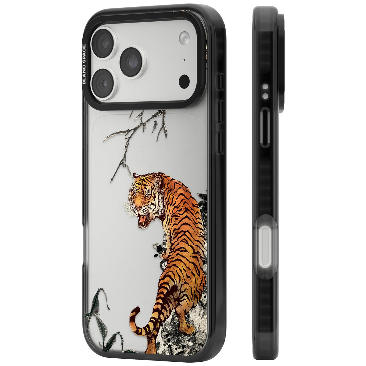 Roaring Tiger iPhone 18 Pro Max Impact Black Phone Case side
