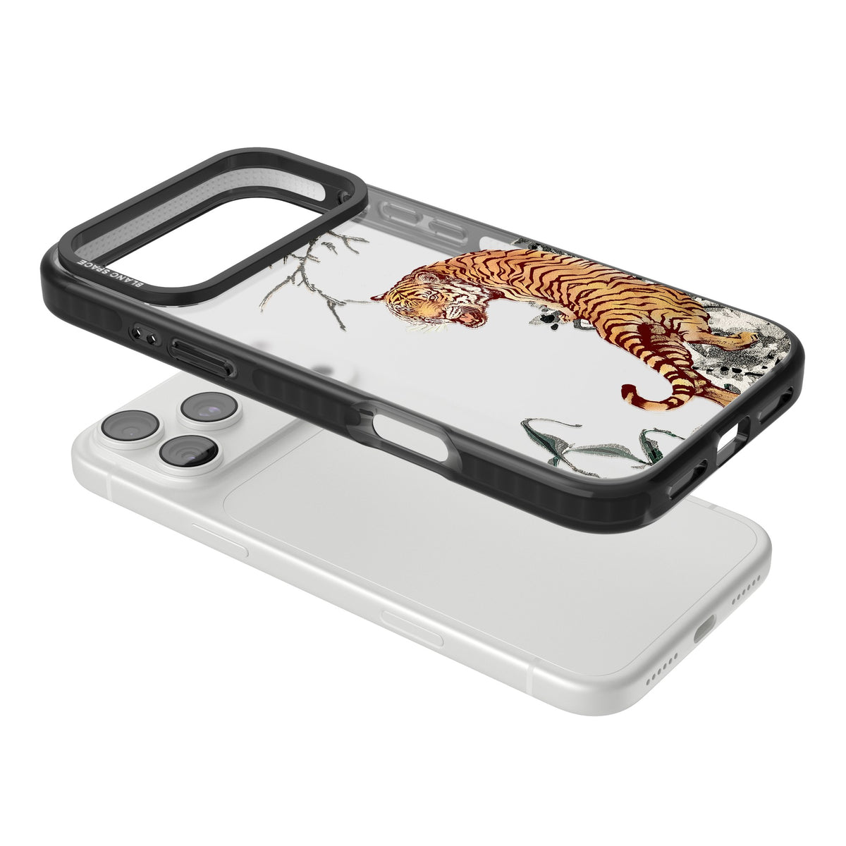 Roaring Tiger iPhone 18 Pro Max Impact Black Phone Case angled
