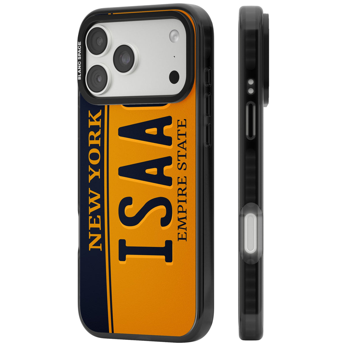 Personalised New York License Plate iPhone 18 Pro Max Impact Black Phone Case side