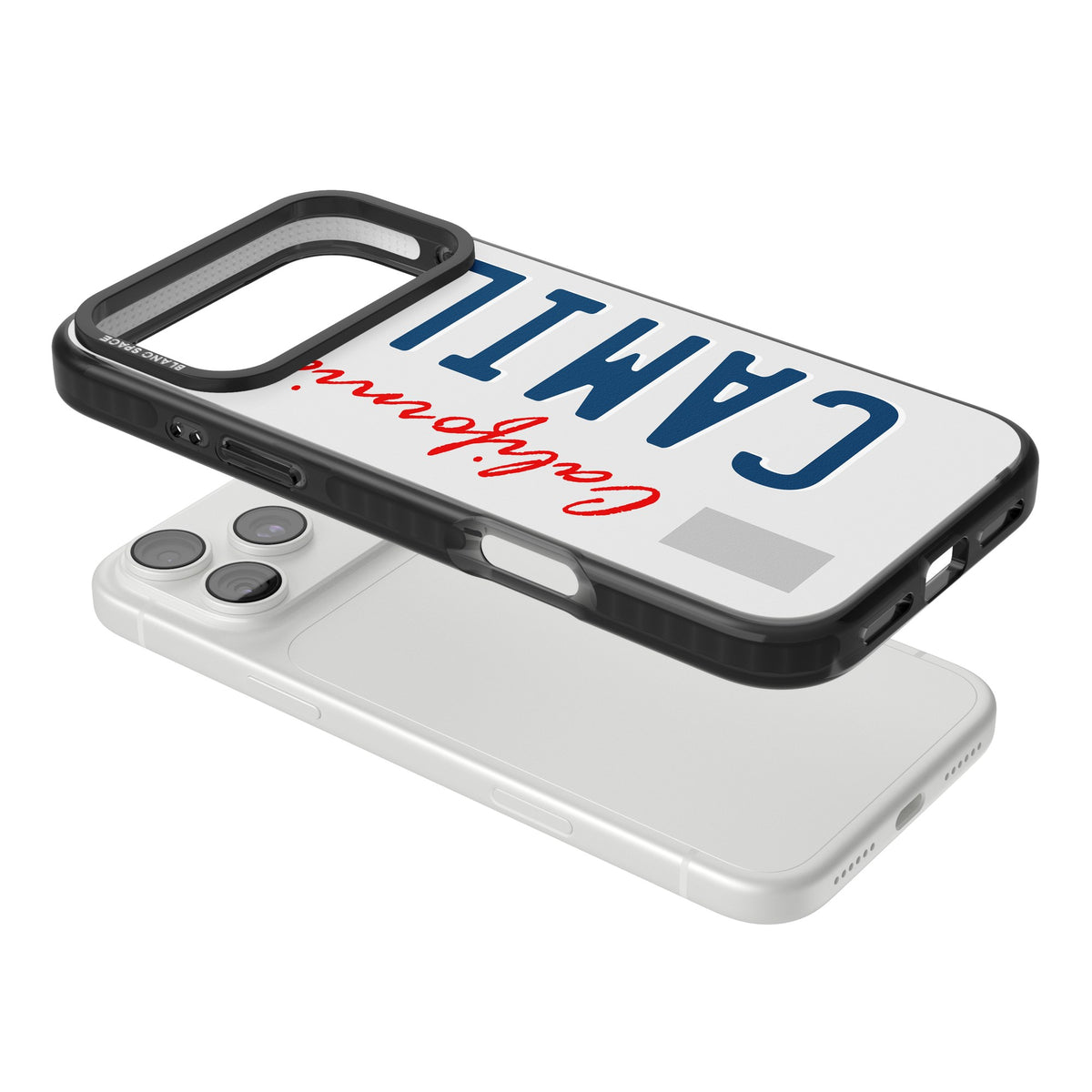 Personalised California License Plate iPhone 18 Pro Max Impact Black Phone Case angled