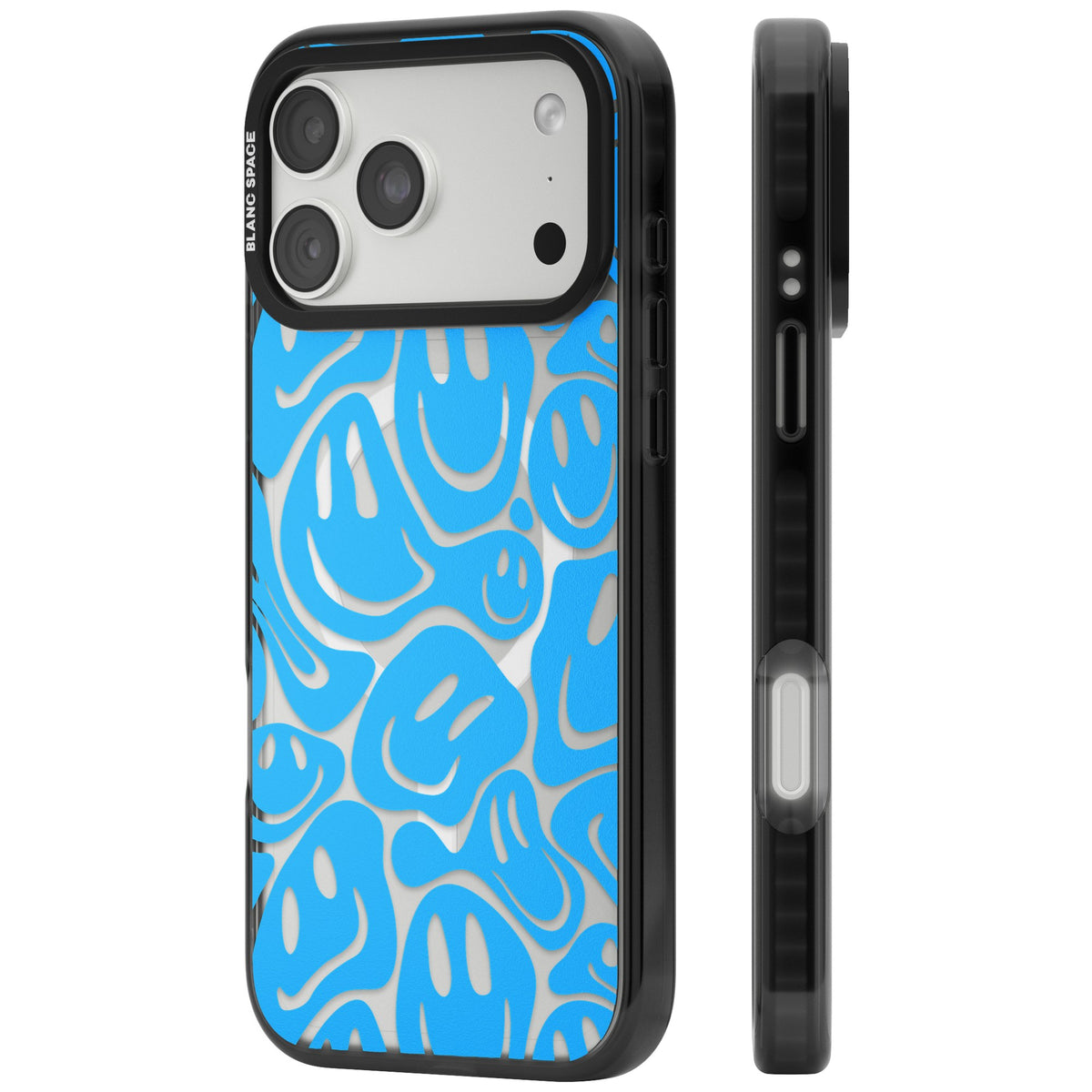 Blue Acid Faces iPhone 18 Pro Max Impact Pro Black Phone Case side