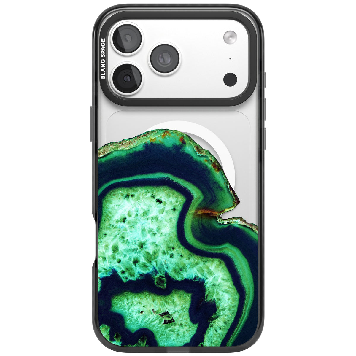 Emerald Agate Slice iPhone 18 Pro Max Impact Pro Black Phone Case front