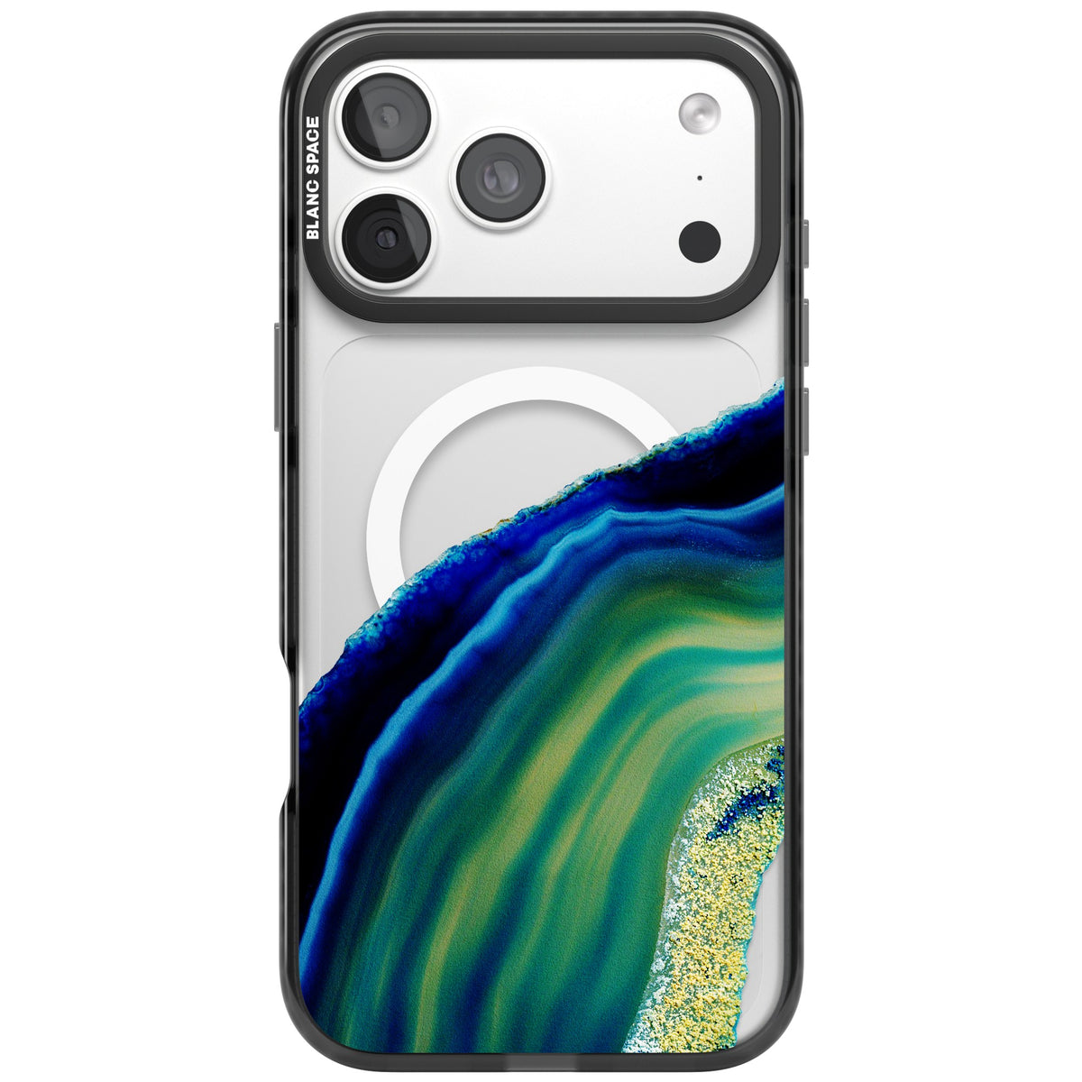 Green & Blue Emerald Geode iPhone 18 Pro Max Impact Pro Black Phone Case front