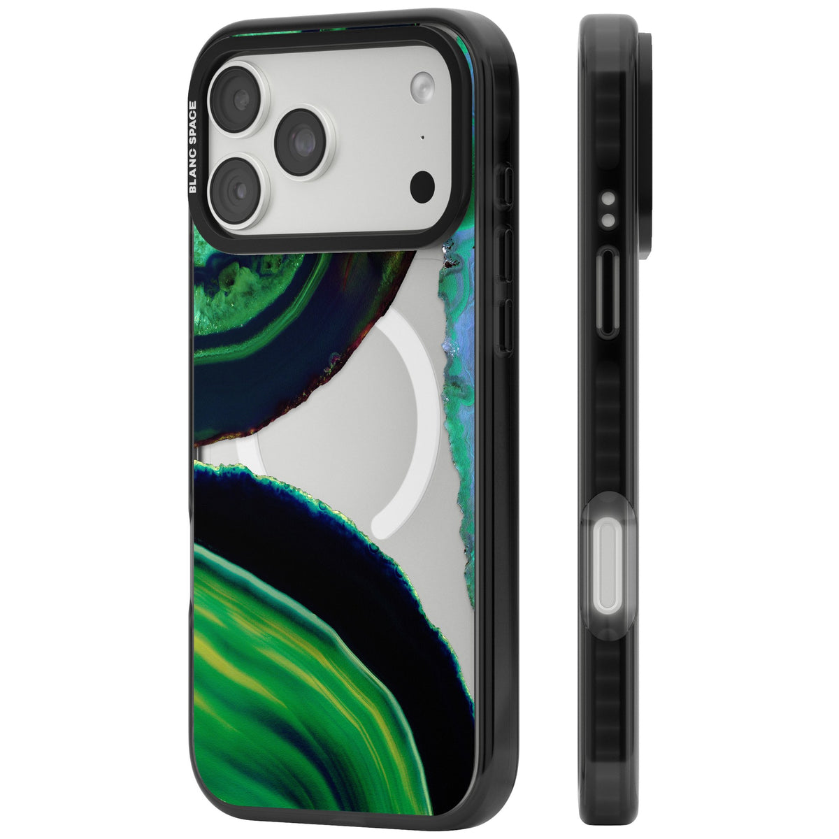 Green Geode Glow iPhone 18 Pro Max Impact Pro Black Phone Case side