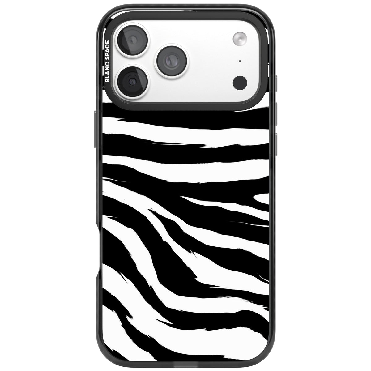 Black Zebra Print iPhone 18 Pro Max Impact Pro Black Phone Case front