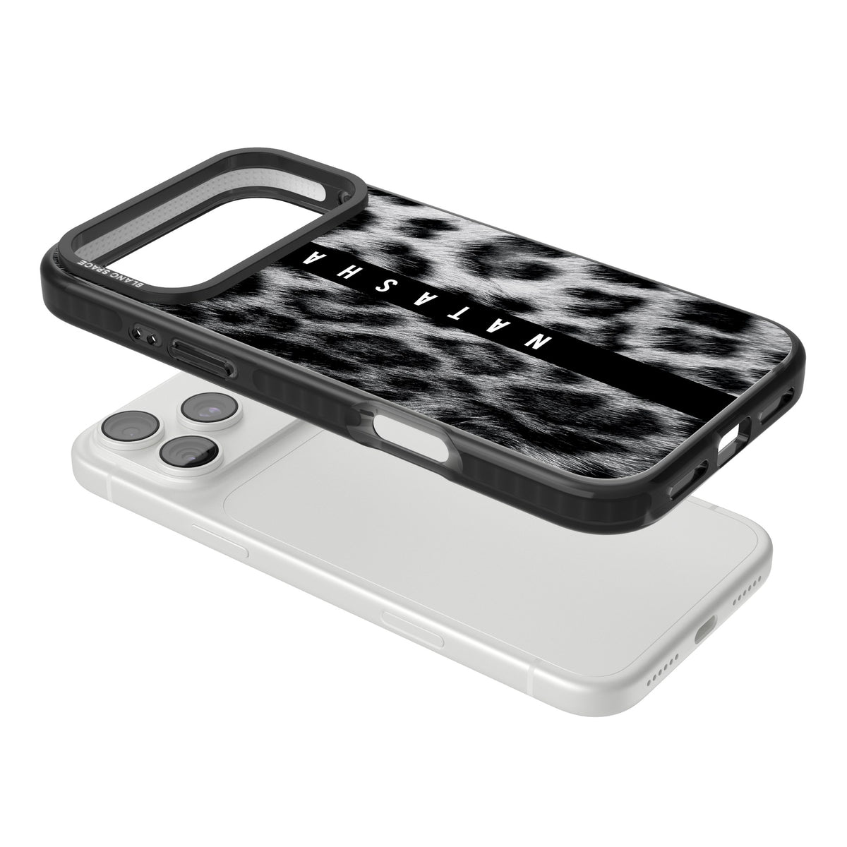 Snow Leopard iPhone 18 Pro Max Impact Pro Black Phone Case angled