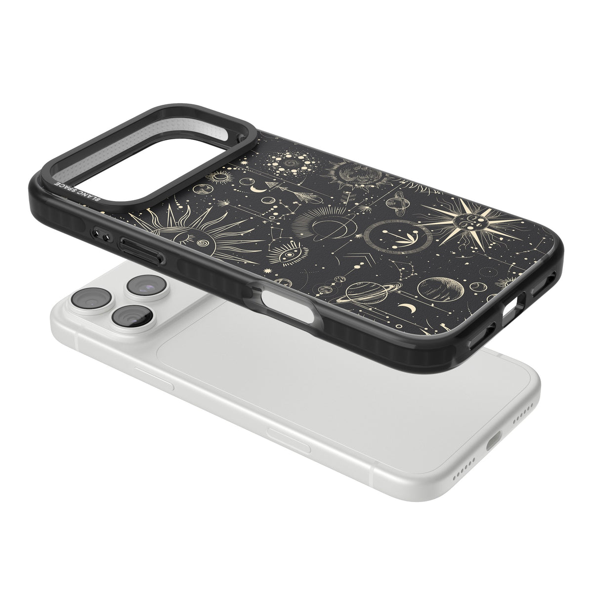 Cosmic Suns And Planets iPhone 18 Pro Max Impact Pro Black Phone Case angled