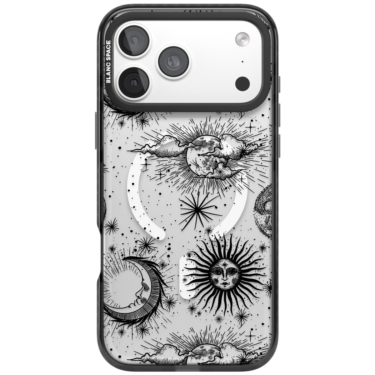 Suns, Moons & Clouds iPhone 18 Pro Max Impact Pro Black Phone Case front