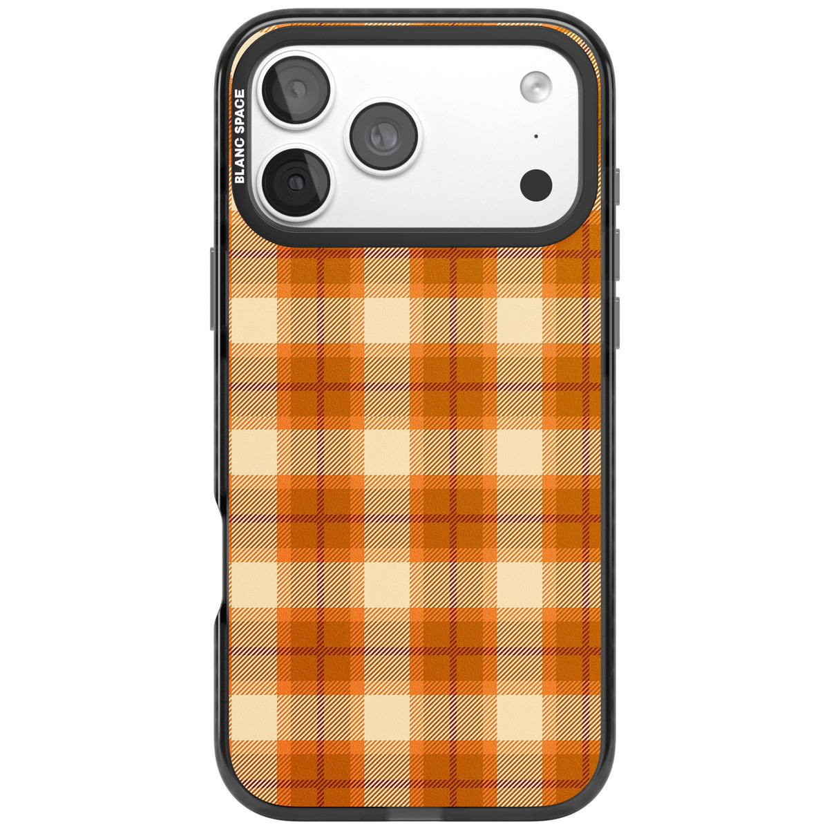 Pumpkin Plaid iPhone 18 Pro Max Impact Pro Black Phone Case front