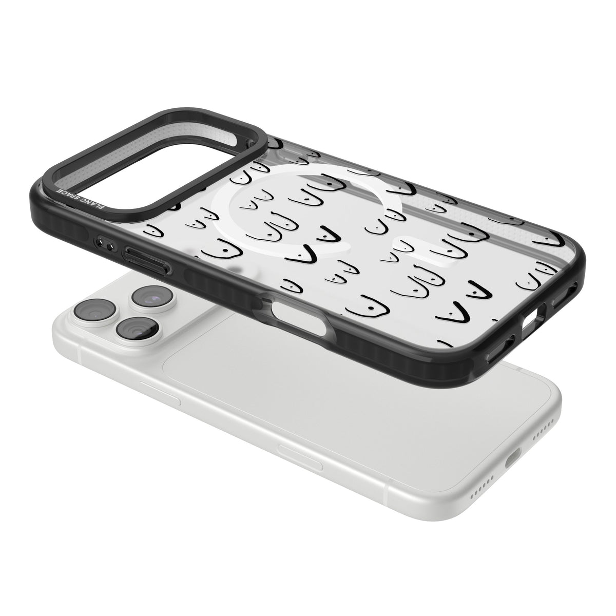 Boob Pattern (Black) iPhone 18 Pro Max Impact Pro Black Phone Case angled