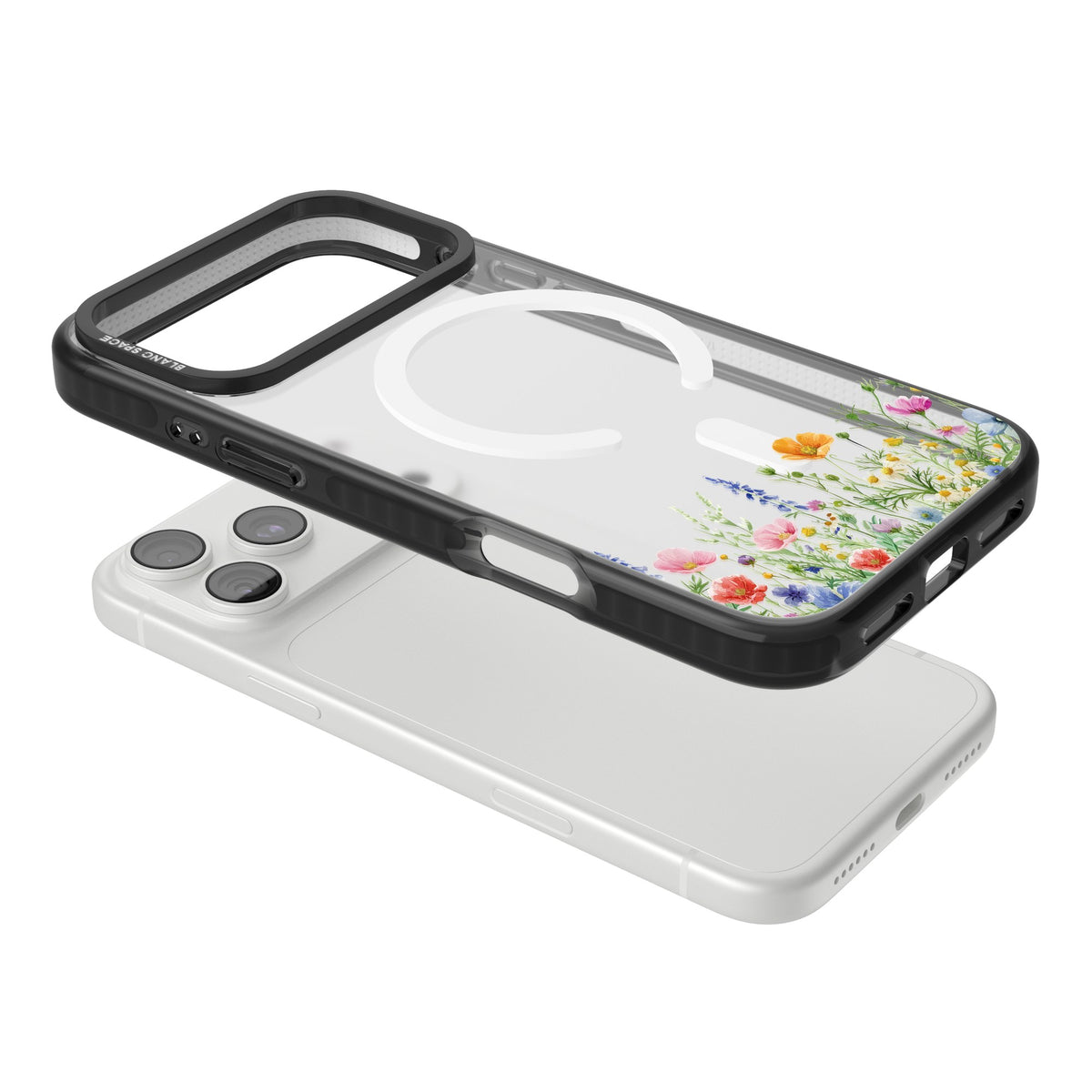 Minimal Wildflowers iPhone 18 Pro Max Impact Pro Black Phone Case angled
