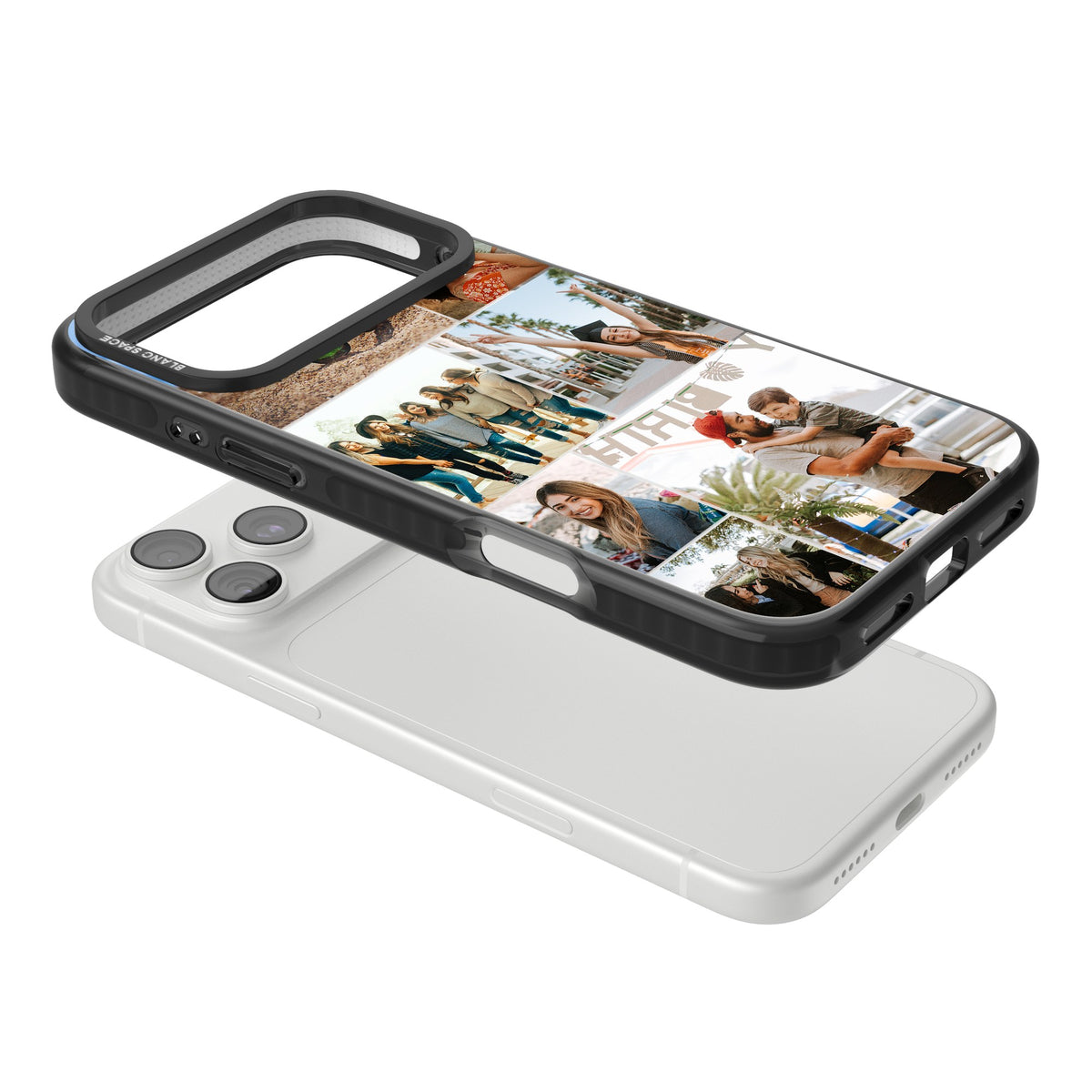 Personalised Photo Grid iPhone 18 Pro Max Impact Pro Black Phone Case angled