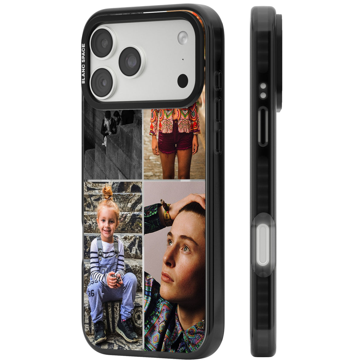 Personalised 4 Photo Grid iPhone 18 Pro Max Impact Pro Black Phone Case side