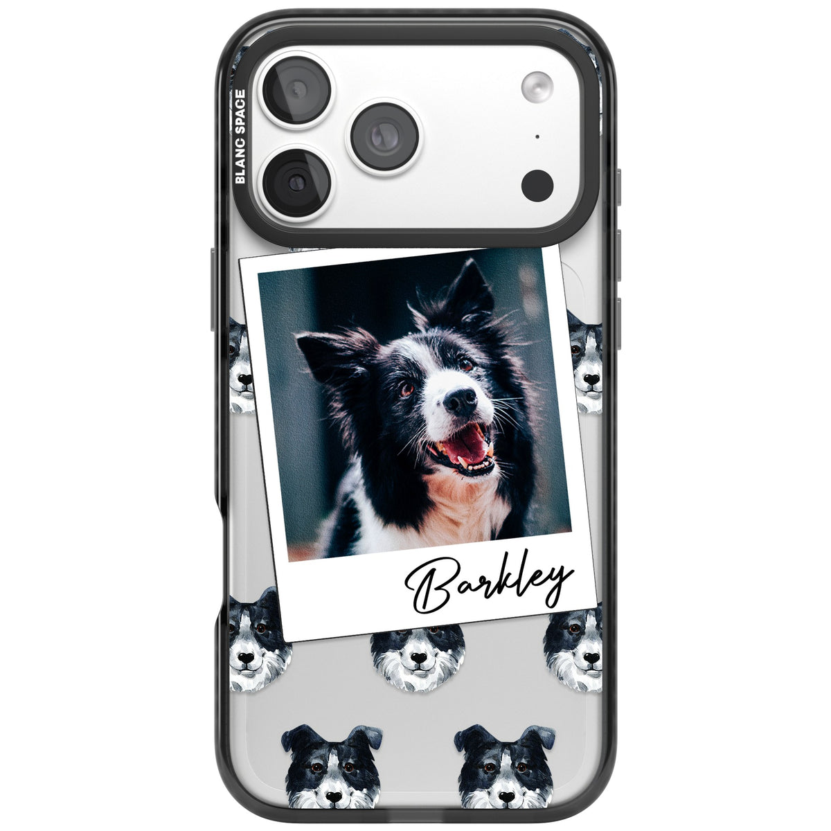 Personalised Border Collie Instant Camera Photo iPhone 18 Pro Max Impact Pro Black Phone Case front