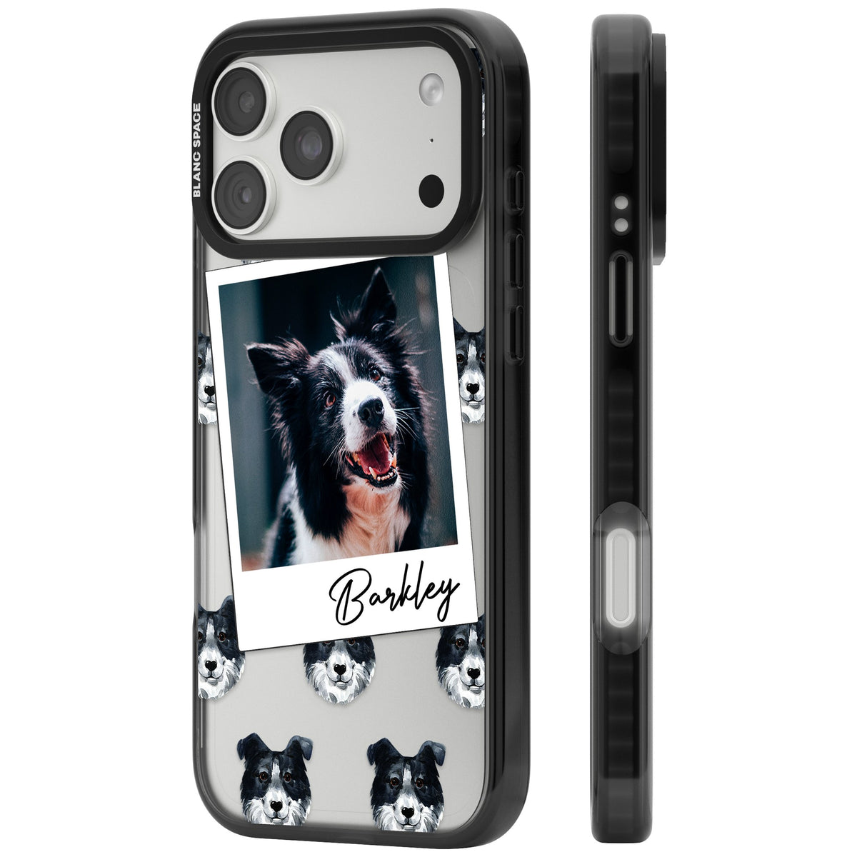 Personalised Border Collie Instant Camera Photo iPhone 18 Pro Max Impact Pro Black Phone Case side