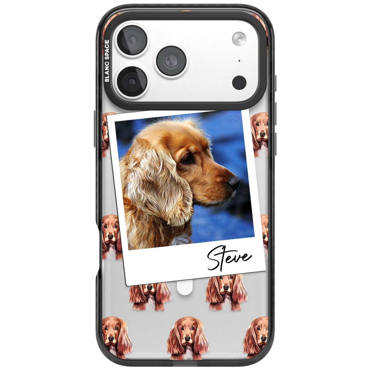 Personalised Cocker Spaniel Instant Camera Photo iPhone 18 Pro Max Impact Pro Black Phone Case front