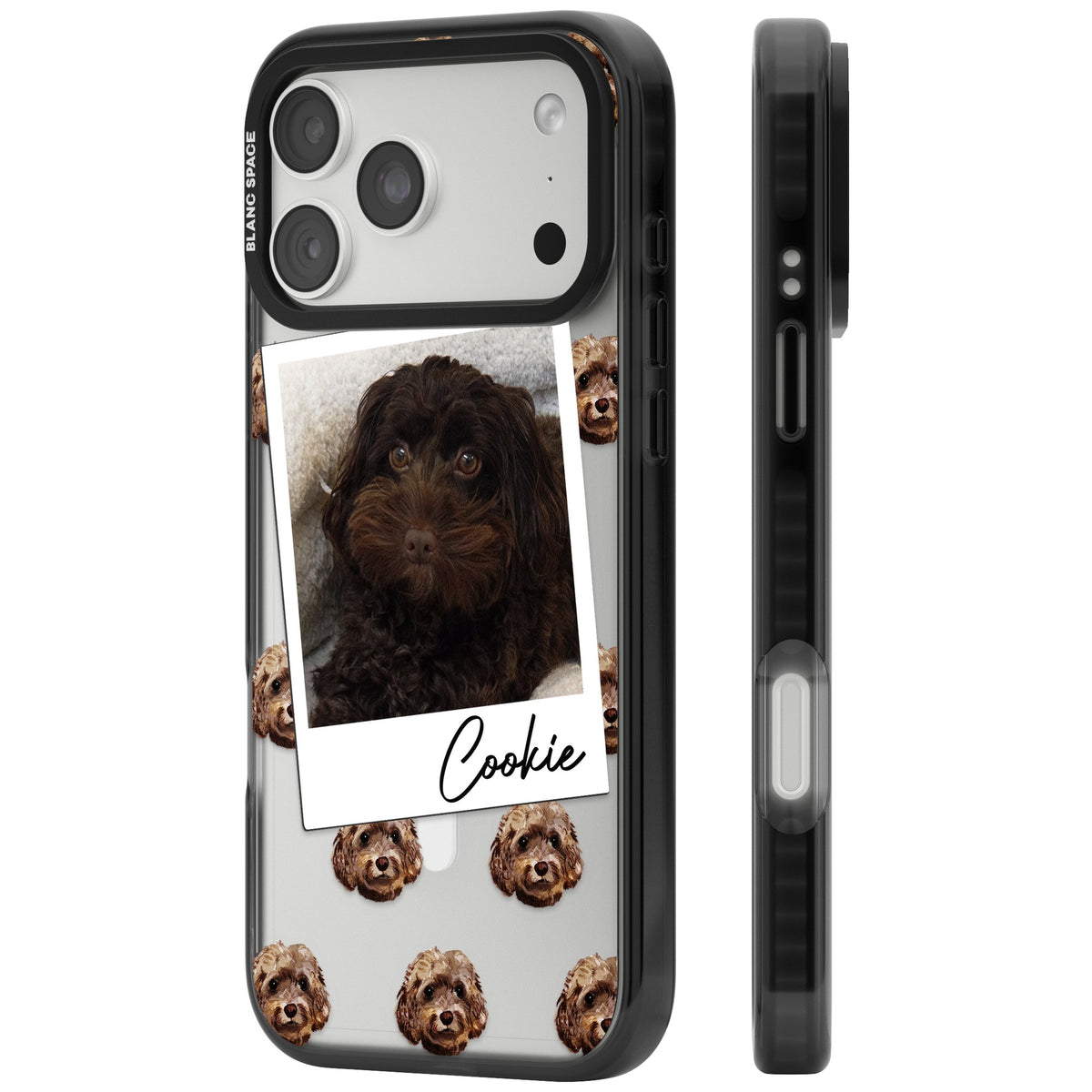Personalised Brown Cockapoo Instant Camera Photo iPhone 18 Pro Max Impact Pro Black Phone Case side