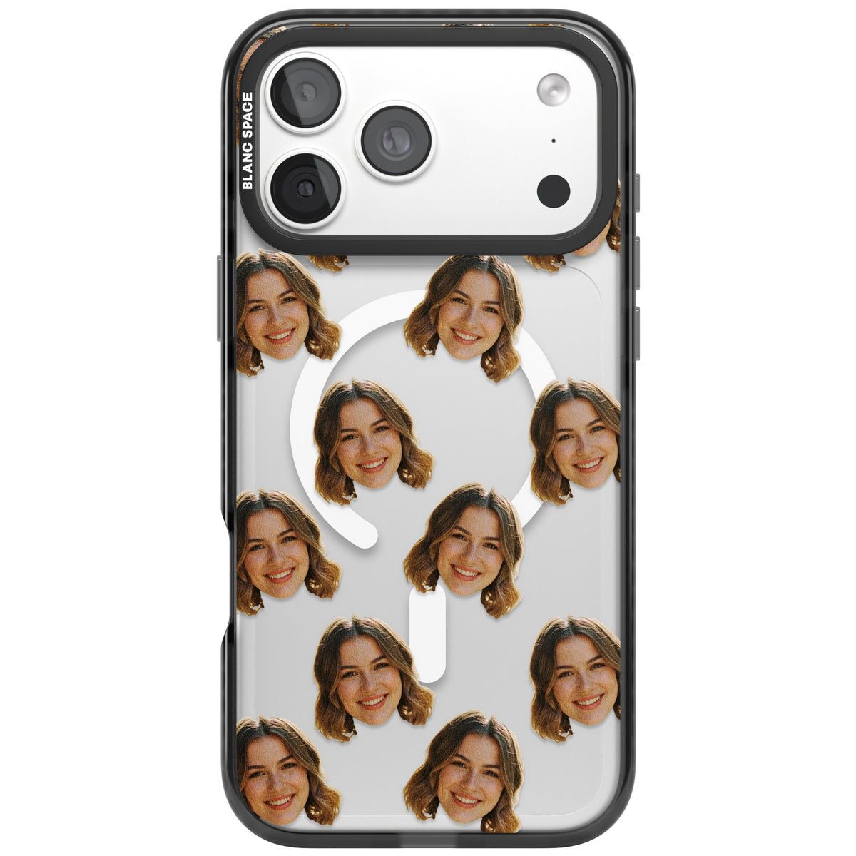 Falling Faces Pattern iPhone 18 Pro Max Impact Pro Black Phone Case front