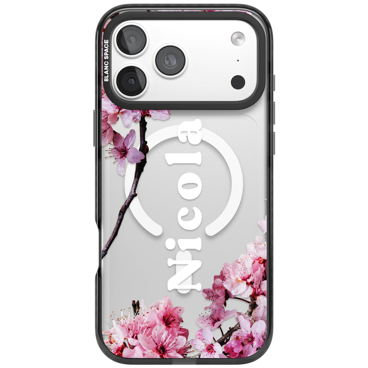 Personalised Cherry Blossom iPhone 18 Pro Max Impact Pro Black Phone Case front