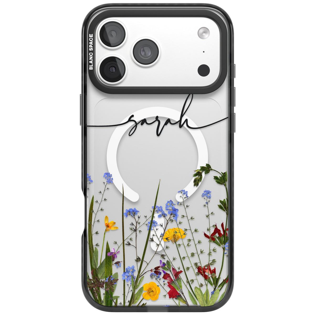 Personalised Wildflower Script iPhone 18 Pro Max Impact Pro Black Phone Case front