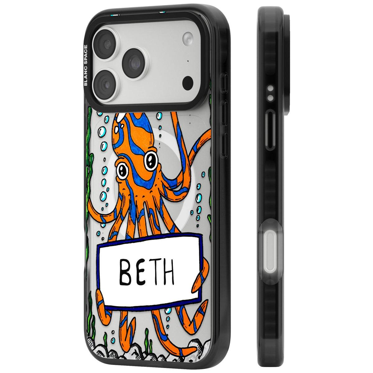 Personalised Octo iPhone 18 Pro Max Impact Pro Black Phone Case side