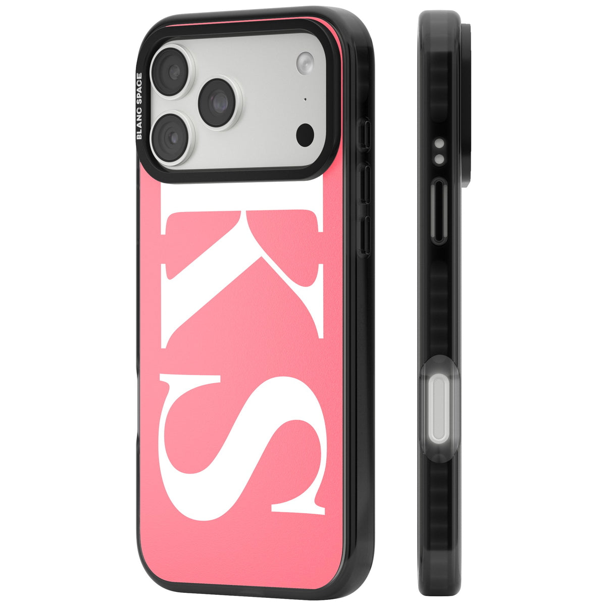 Personalised White & Pink Letters iPhone 18 Pro Max Impact Pro Black Phone Case side