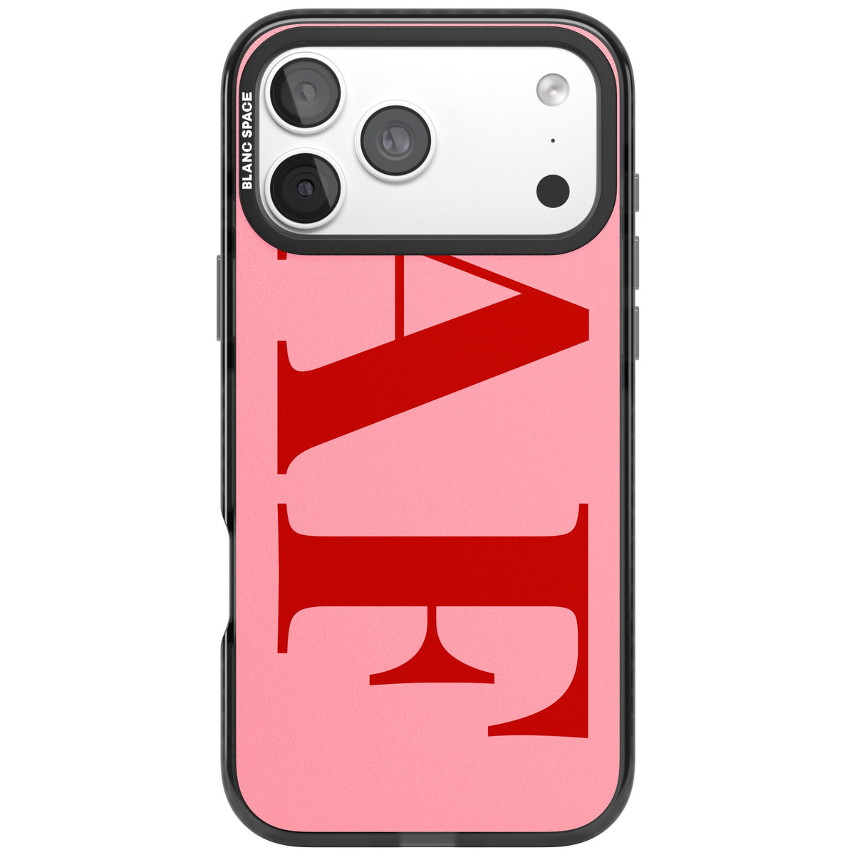 Personalised Red & Pink Letters iPhone 18 Pro Max Impact Pro Black Phone Case front