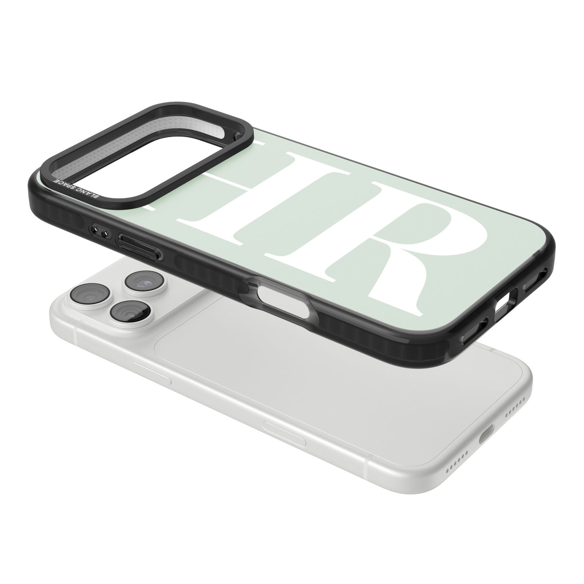 Personalised White & Seafoam Letters iPhone 18 Pro Max Impact Pro Black Phone Case angled