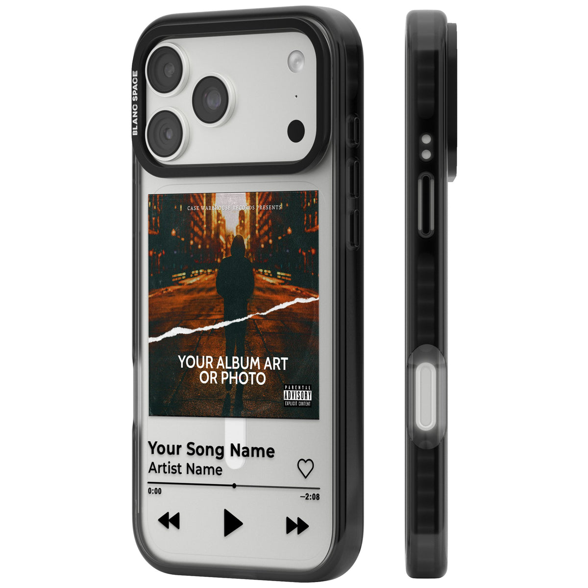 Personalised Music Player iPhone 18 Pro Max Impact Pro Black Phone Case side