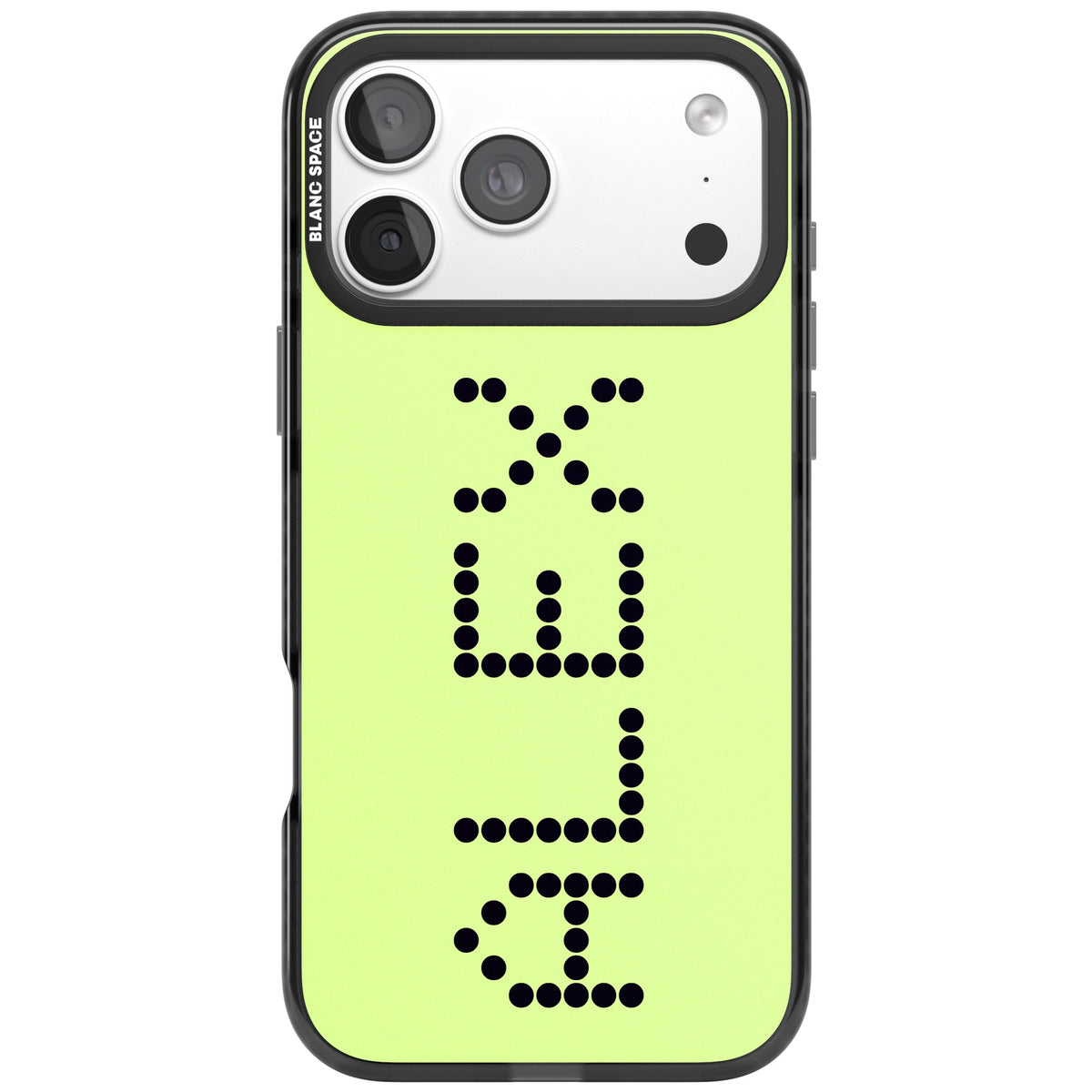 Personalised Dot Name custom iPhone case featuring vertical dot-matrix lettering in your name or initials iPhone 18 Pro Max Impact Pro Black Phone Case front