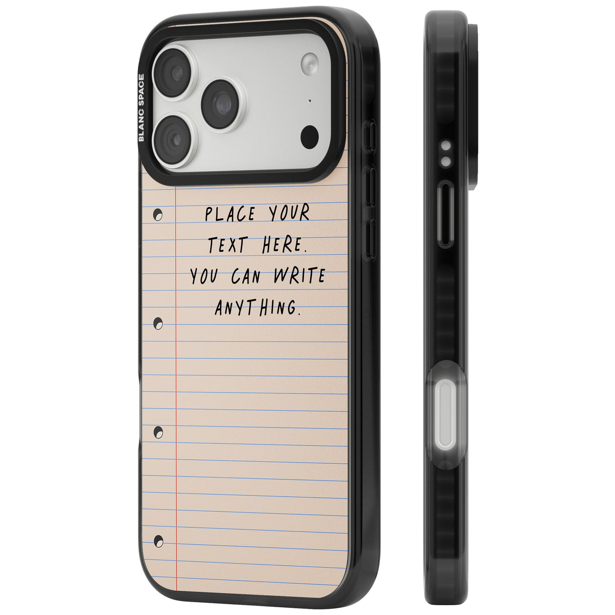 Personalised Lined Paper iPhone 18 Pro Max Impact Pro Black Phone Case side