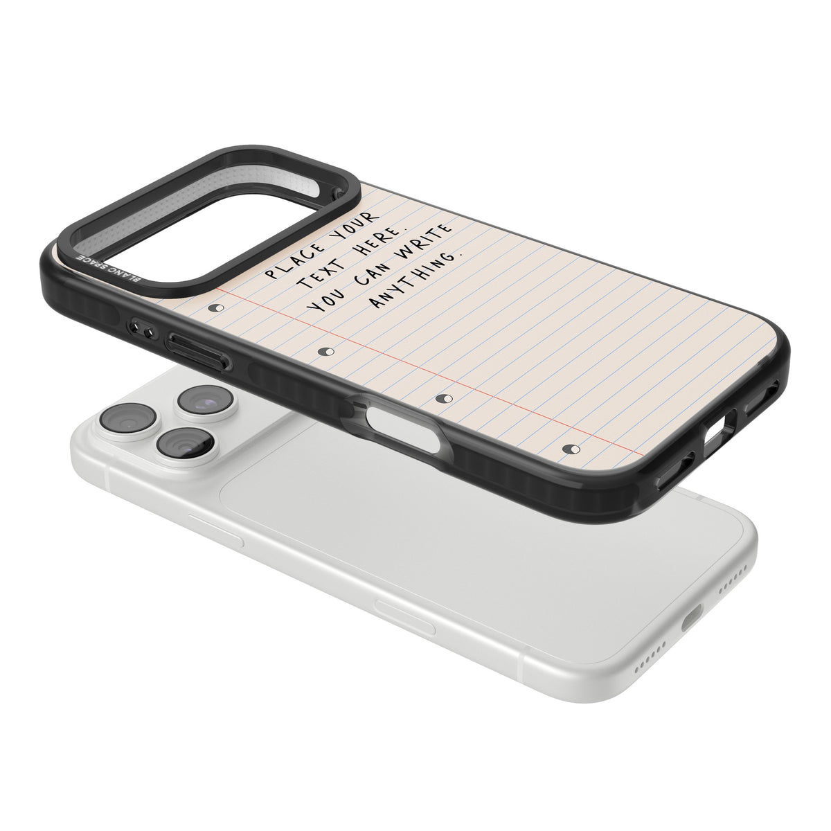 Personalised Lined Paper iPhone 18 Pro Max Impact Pro Black Phone Case angled