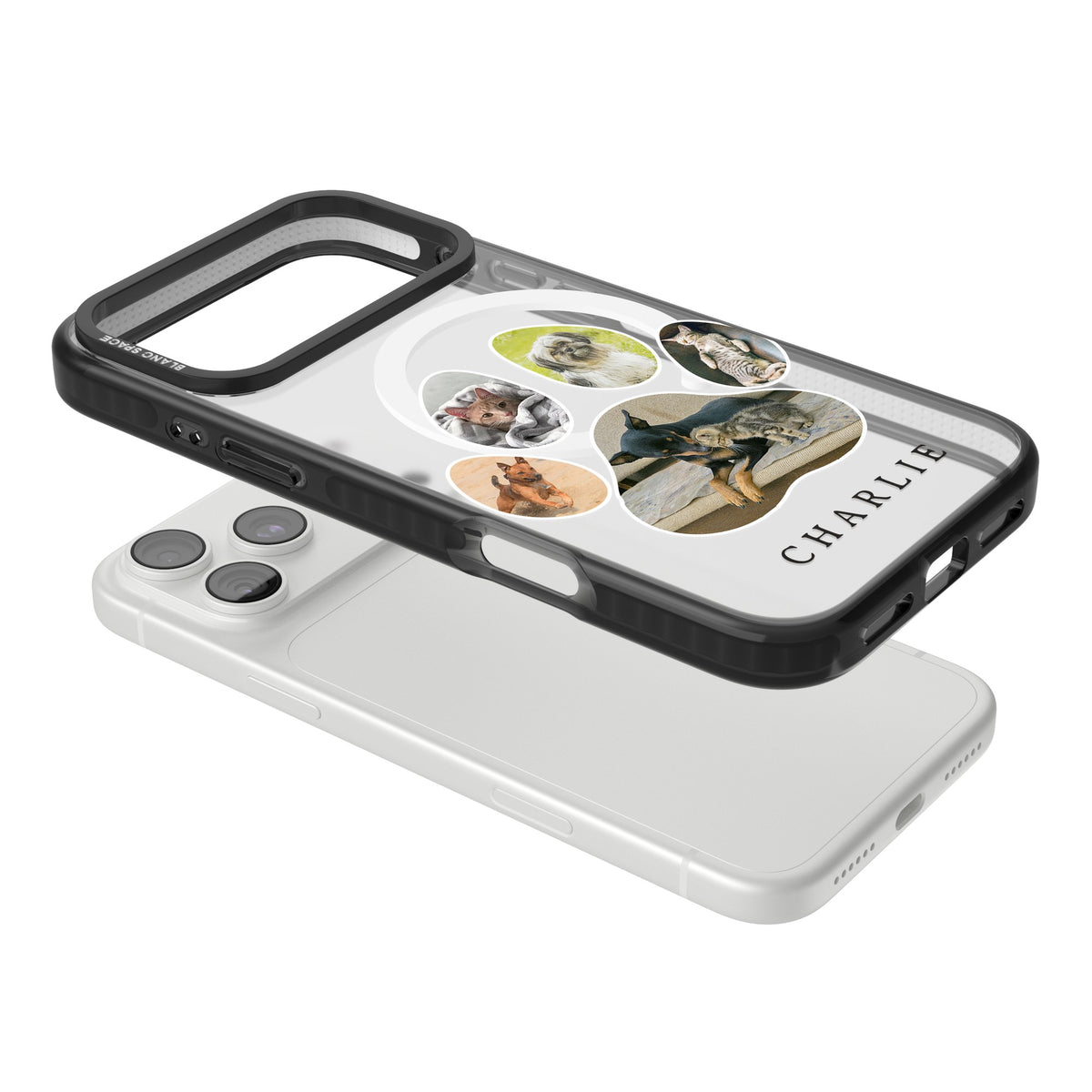 Personalised Paw Print Photos iPhone 18 Pro Max Impact Pro Black Phone Case angled