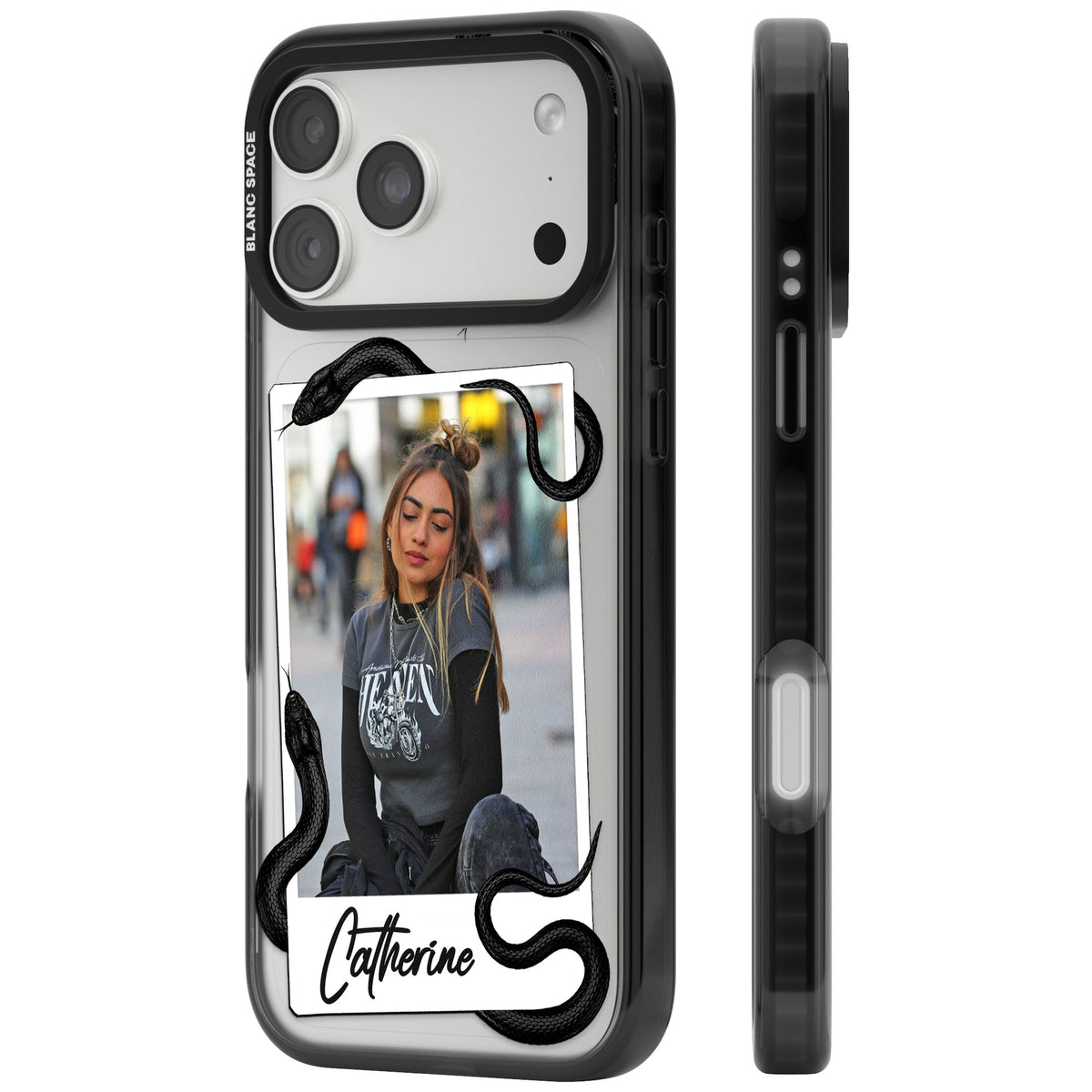 Personalised Snake Instant Photo iPhone 18 Pro Max Impact Pro Black Phone Case side