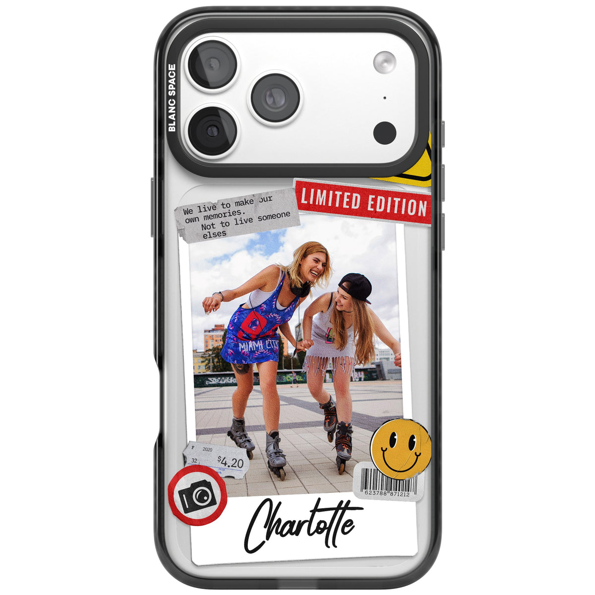 Personalised Sticker Mix Instant Photo iPhone 18 Pro Max Impact Pro Black Phone Case front