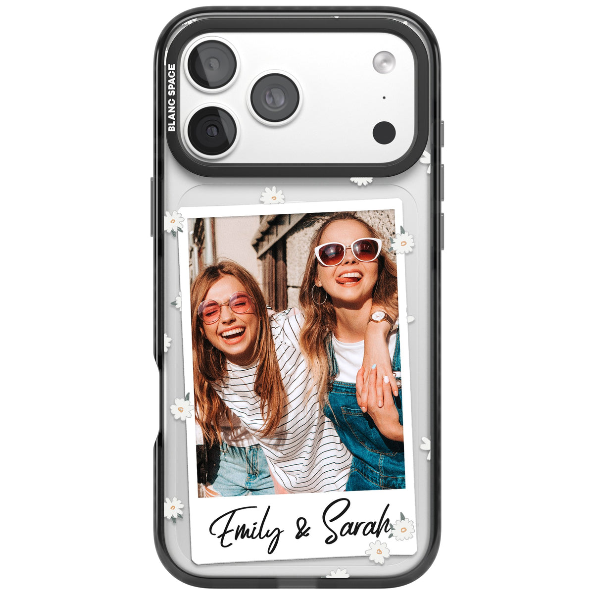 Personalised Daisy Polaroid iPhone 18 Pro Max Impact Pro Black Phone Case front