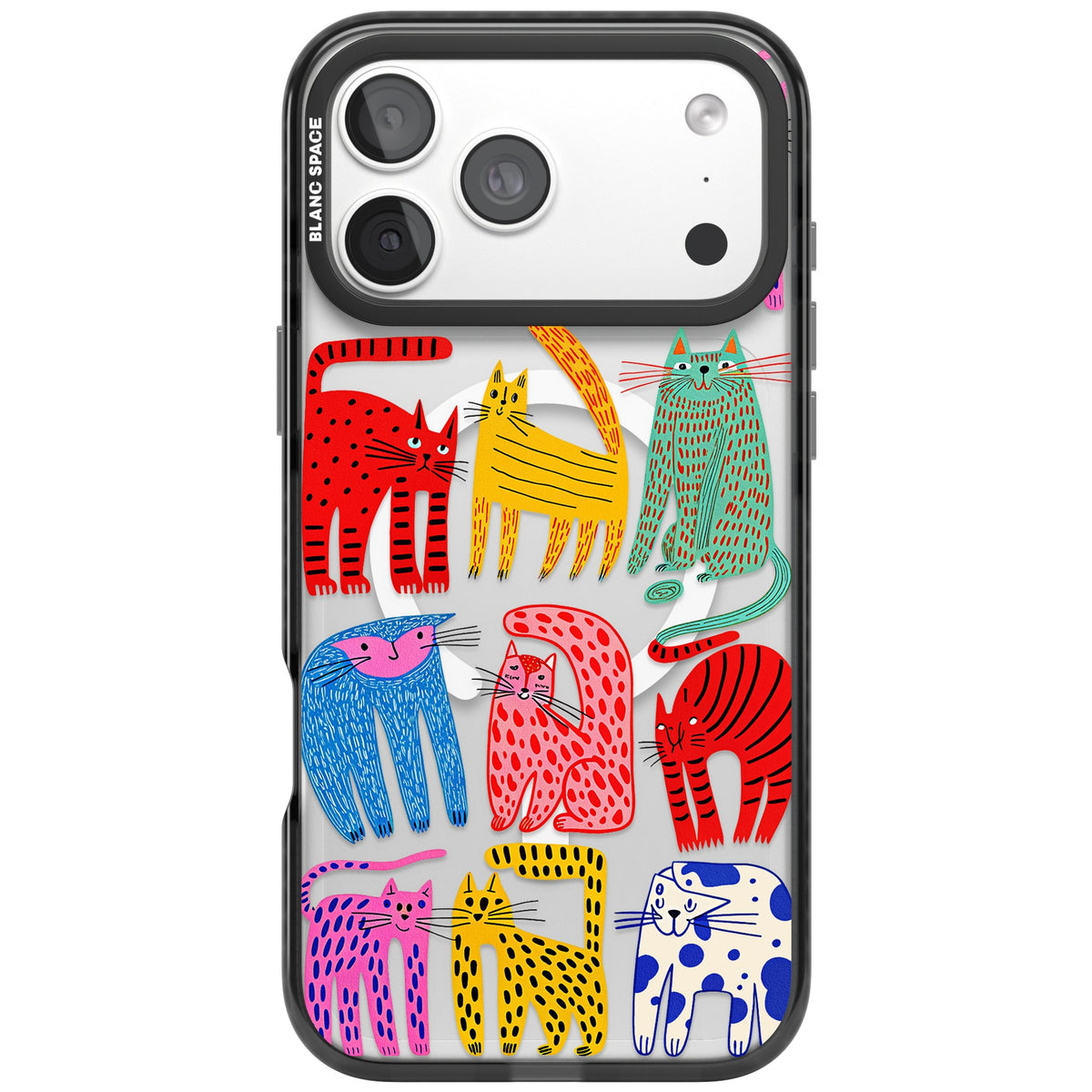 Abstract Cats iPhone 18 Pro Max Impact Pro Black Phone Case front