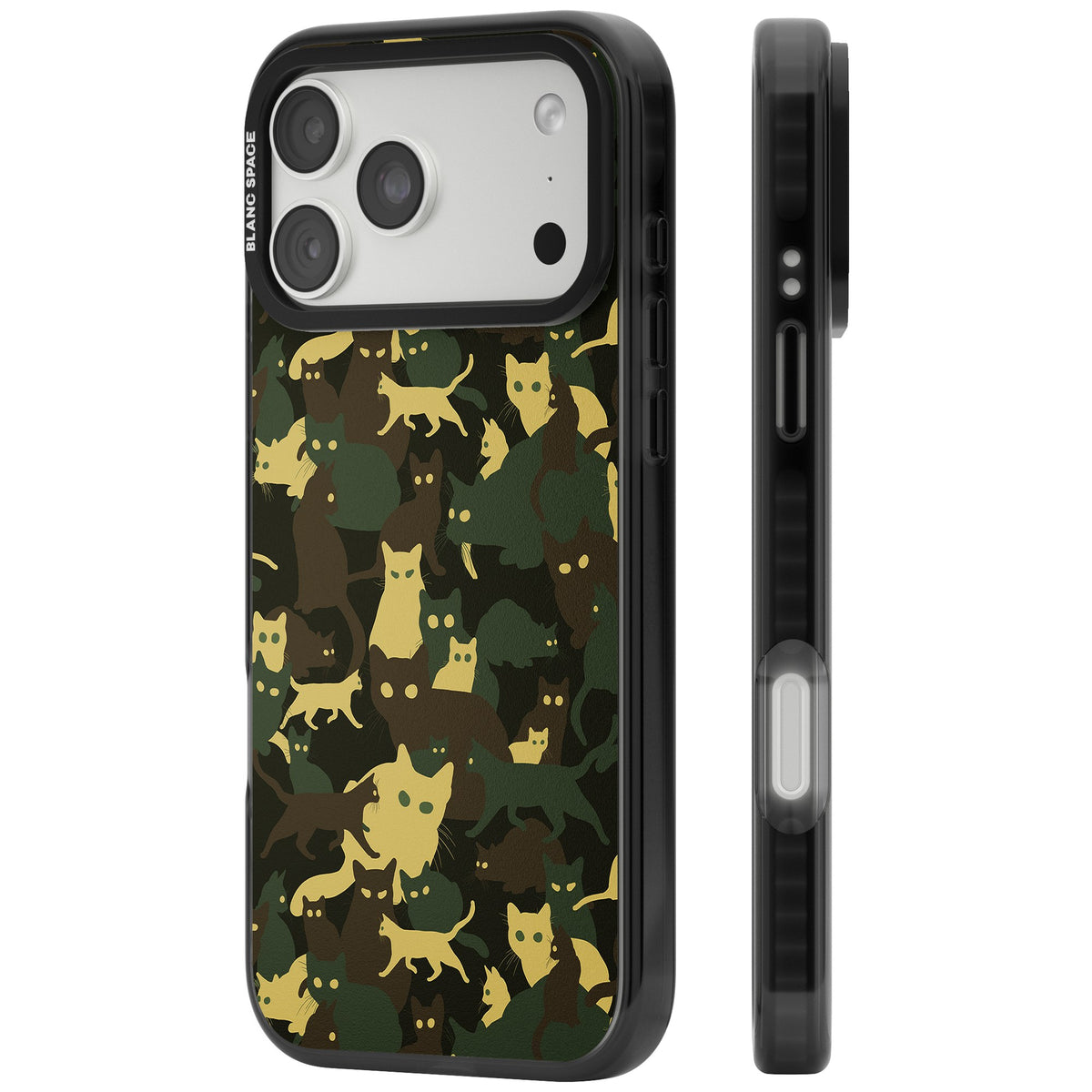 Forest Cat Camo iPhone 18 Pro Max Impact Pro Black Phone Case side