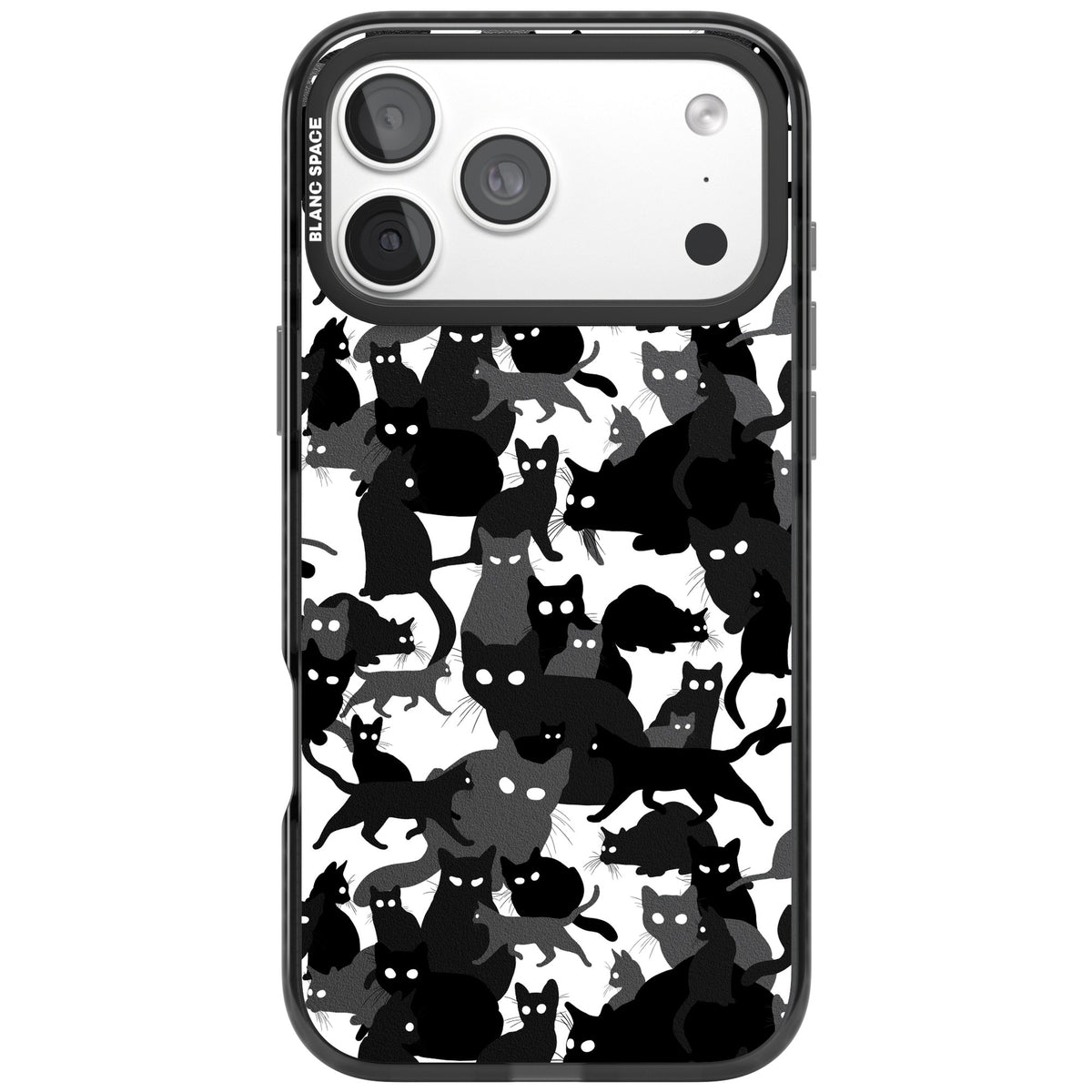 Black & White Cat Camouflage iPhone 18 Pro Max Impact Pro Black Phone Case front