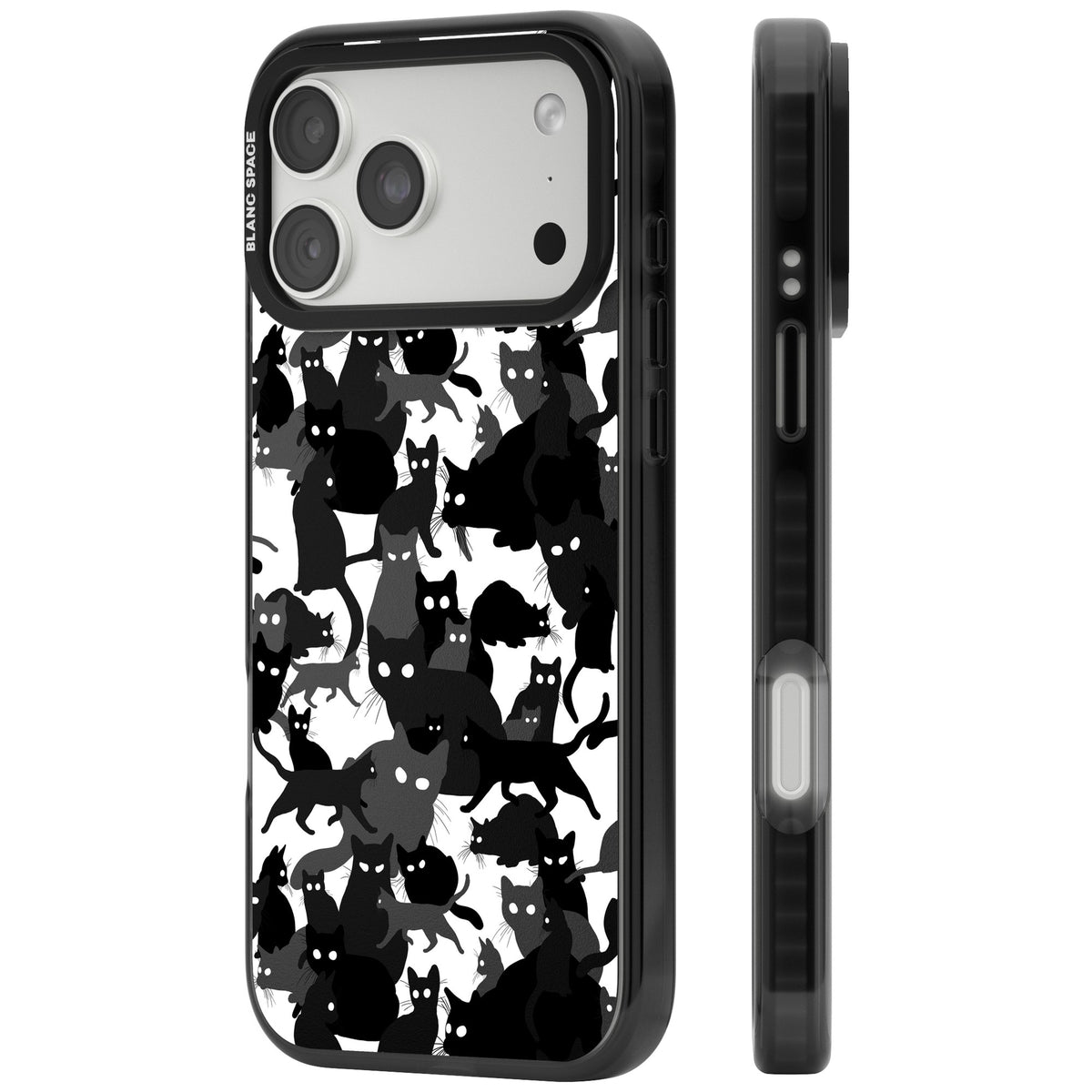 Black & White Cat Camouflage iPhone 18 Pro Max Impact Pro Black Phone Case side