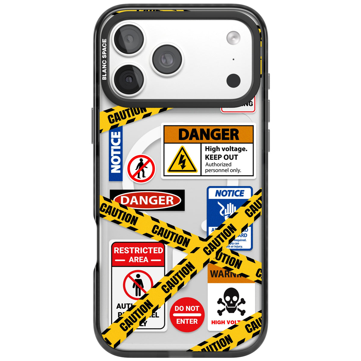 Caution Sign iPhone 18 Pro Max Impact Pro Black Phone Case front