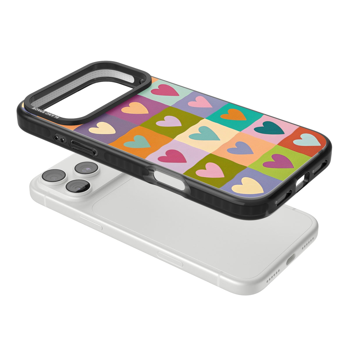 Heart Quilt iPhone 18 Pro Max Impact Pro Black Phone Case angled