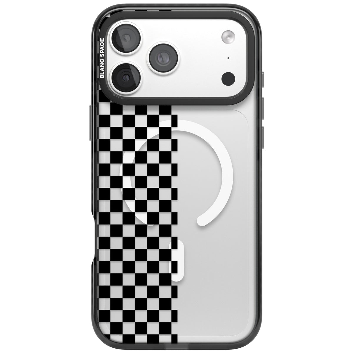 Half Black Check iPhone 18 Pro Max Impact Pro Black Phone Case front