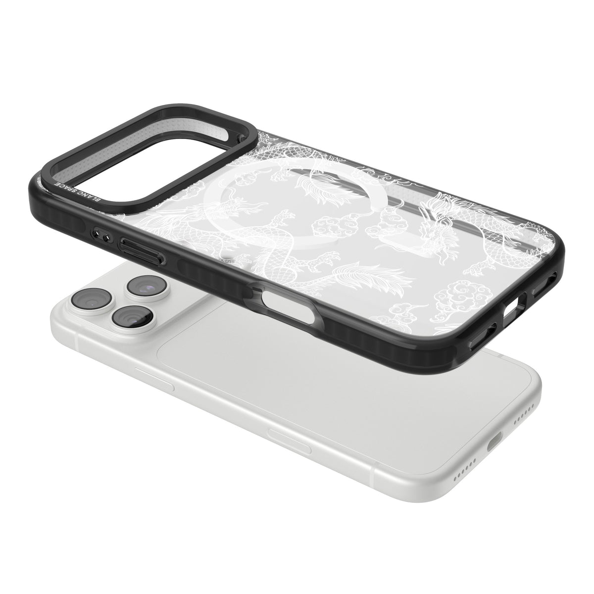 White Dragon Dynasty iPhone 18 Pro Max Impact Pro Black Phone Case angled