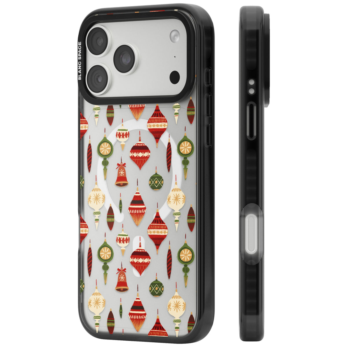 Christmas Baubles Pattern iPhone 18 Pro Max Impact Pro Black Phone Case side