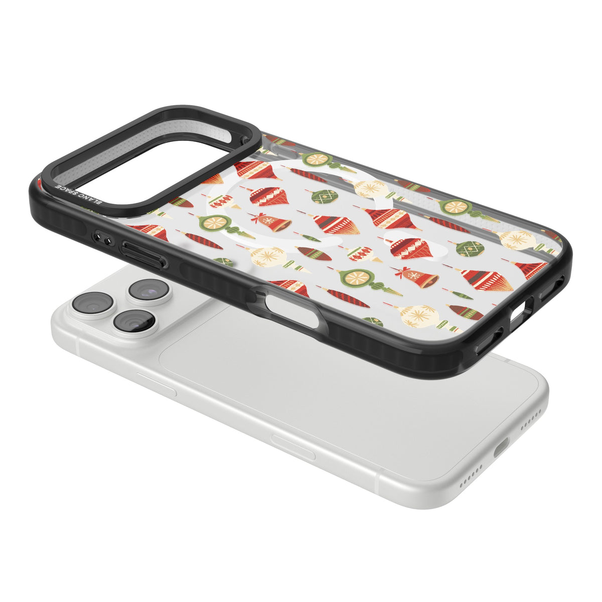 Christmas Baubles Pattern iPhone 18 Pro Max Impact Pro Black Phone Case angled