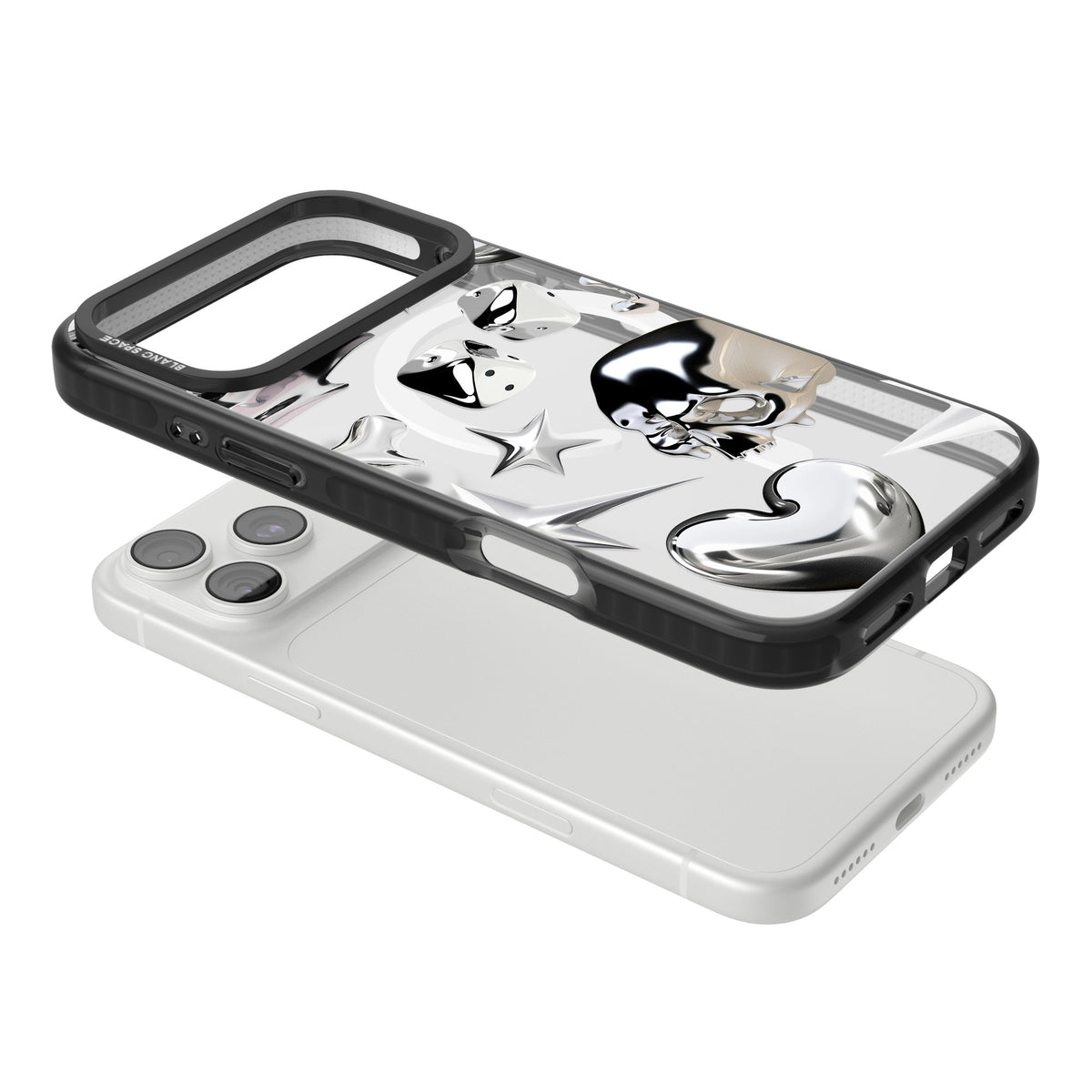 Chromed iPhone 18 Pro Max Impact Pro Black Phone Case angled