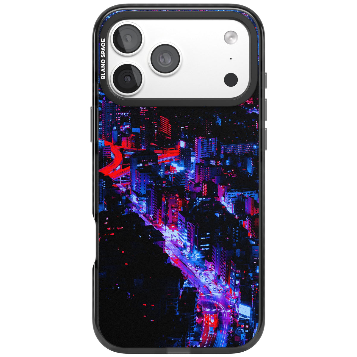 Neon Cityscape iPhone 18 Pro Max Impact Pro Black Phone Case front